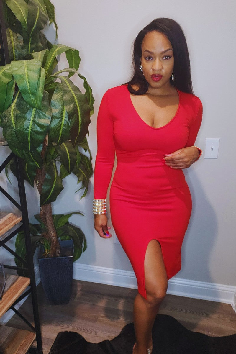 Red Jewel Embellished Dress